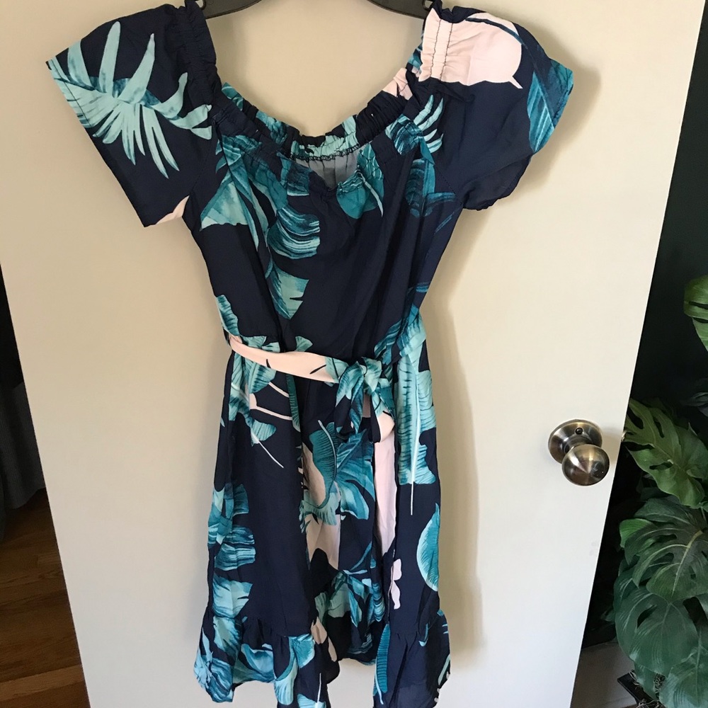 floral hawaiian off the shoulder dress
